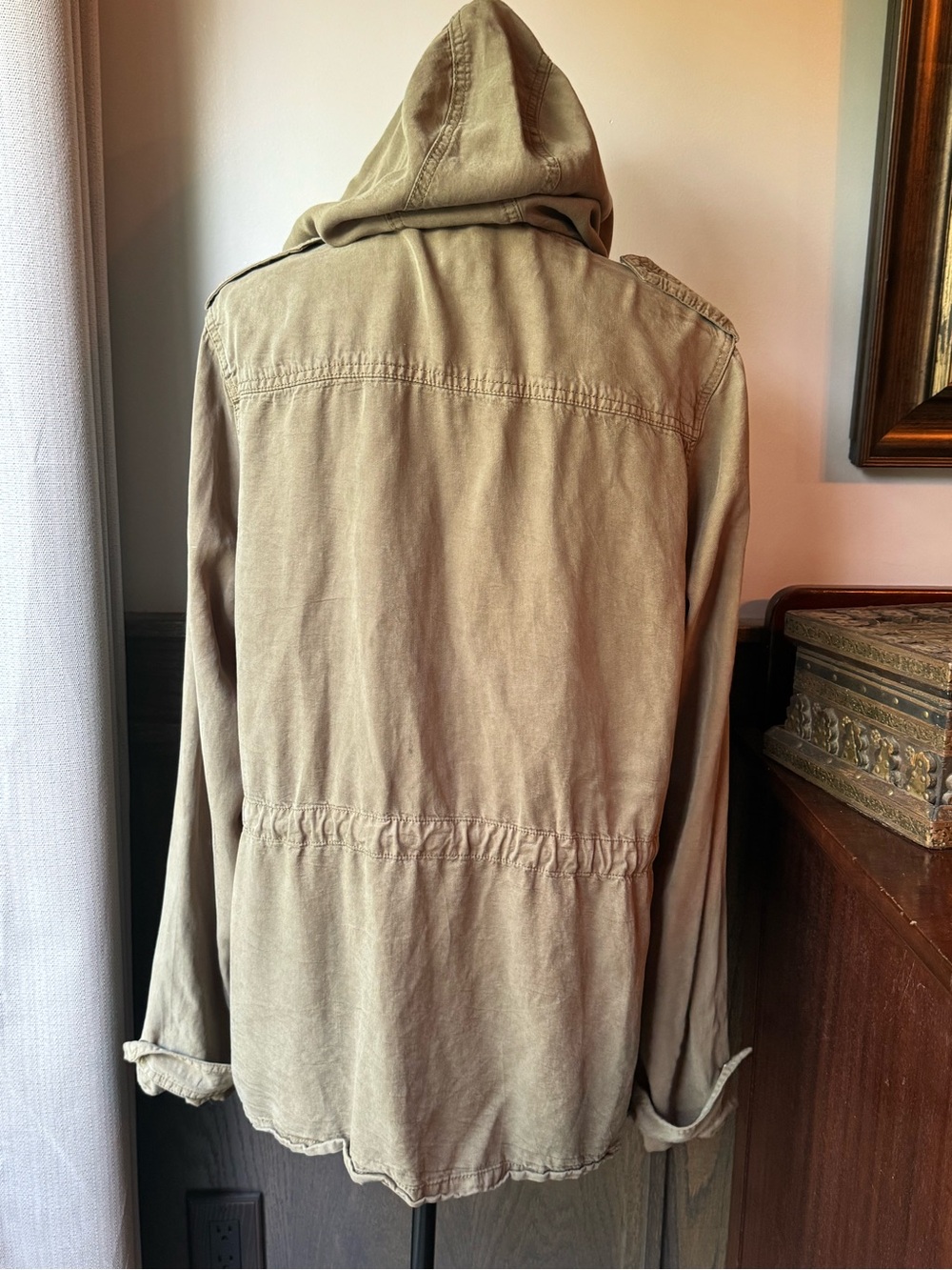 Angie Hooded Utility Jacket in Olive Medium - Picture 4 of 9